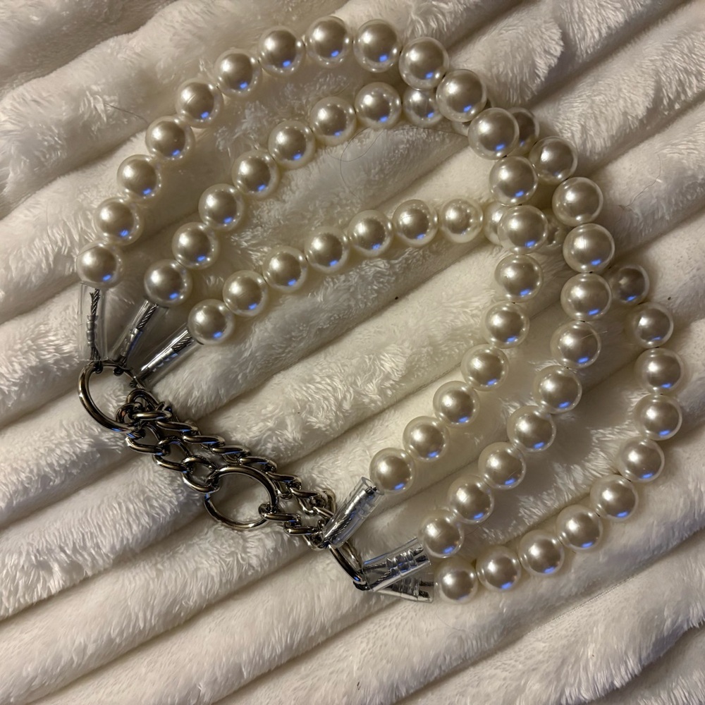 Pearl 3 Layer Dog Collar - Martingale Chain